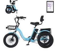 EaThsalL Triciclo con Bicicleta Electrica Plegable Adulto 18 Pulgadas con Cesta de Carga Neumáticos Anchos para Adultos Plegable y fácil de Escalar Capacidad de Carga de 120 kg (B)