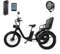 EaThsalL Triciclo Electrico Adulto 3 Ruedas 24 Pulgadas 7 Velocidades Anchos para Ciclistas de 200 kg para Adultos de Alta Resistencia con Canasta de Gran Capacidad Black-WithSeat