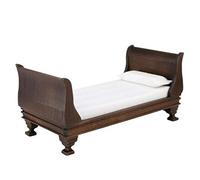 EatingBiting 1:12 casa de muñecas miniatura muebles de madera noble solo estilo europeo cama muñeca cama cama con ropa de cama y almohada decorativa