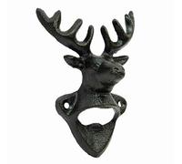 EatingBiting Abridor de botellas de hierro fundido, diseño rústico vintage de 15 x 10 cm, con cabeza de coque de ciervo, abrebotellas de cerveza, coque y bebidas, adorno de pared para bar, granja
