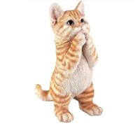 EatingBiting Estatuas de gato rezando de jardín de 8 pulgadas, escultura decorativa para patio, adorno atigrado de pie curioso naranja gatito arte para interiores y exteriores, figura conmemorativa de
