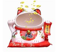 EatingBiting Figura decorativa de cerámica japonesa Maneki Neko de 20 cm, diseño de gato de la suerte, caja de almacenamiento, escultura de arte ornamental, decoración del hogar, gato para apertura de