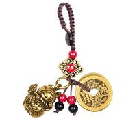 EatingBiting Monedas chinas de Feng Shui Lucky Charm Antiguo Cobre Ching Monedas para buena suerte y riqueza Nudo Monedas de la suerte Moneda de la fortuna Latón Lucky Cat Maneki Neko Llavero, Amarillo