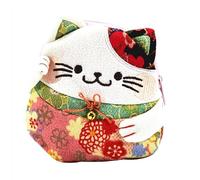 EatingBiting Monedero estilo japonés con cremallera Maneki Neko Lucky Cat Chirimen Kimono Feng Shui Cat para monedas, dinero, tarjetas de crédito, llaves, cambio, bálsamo labial, mentas para el