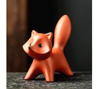 EatingBiting Té chino Zisha de 3.7 pulgadas, mascota de té de zorro, mascota hecha a mano, té de arcilla morada, para regalo de Kungfu, bandeja de té de agua hecha a mano, bandeja de té Kungfu para