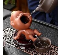 EatingBiting Té Zisha de 4.7 pulgadas, lindo y divertido bebé boca abierta, arcilla morada, decoración de ceremonia de té chino Kungfu, decoración hecha a mano para pareja, té, mascota, arena morada,