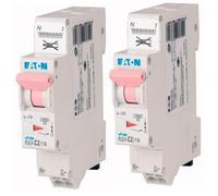 EATON 109125 PLGC4-C2/1N - DISYONCTOR MODULAR PH/N - Blanco - MANETA ROSA - 1P+N/2 A - CURVA C - Conexión directa sin tornillos - 2 disyuntores