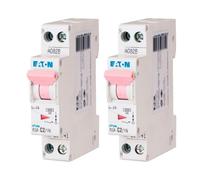 EATON 264741 PLG4-C2/1N - DISYONCTOR MODULAR PH/N - Blanco - MANETA ROSA - 1P+N/2 A - CURVA C - Conexión de tornillo - 2 disyuntores