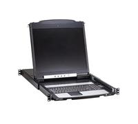 Eaton Conmutador KVM sobre IP de 16 puertos, KVM de pantalla LCD de 19 pulgadas, Cat5/Cat5e, KVM de medios virtuales, 2 usuarios (1 control remoto + 1 local), montaje en rack 1U, puerto VGA, cumple