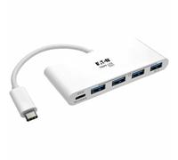 Eaton Hub USB-C de 4 Puertos, USB 3.x (5Gbps), 4X Puertos USB-A, Carga PD 60W, Blanco