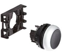 Eaton m22-d-s pulsador, 22 mm de diámetro, de pared, negro actuador, Plata Bisel, OFF-ON acción