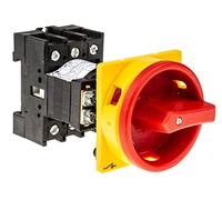 Eaton P1-25/V/SVB Interruptor General, 3 Polos, 25 A, Función de Parada de Emergencia, Bloqueable en posición 0, Fondo Panel, 6.5 cm x 6.5 cm x 13.1 cm