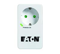 Eaton Multi Enchufe/Pararrayos - Eaton Protection Box 1 Tel@ DIN - PB1TD - 1 Enchufe Schuko + 1 Enchufe telefónico - Negro y Blanco