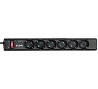 Eaton PS6D - Protection Strip 6 - Regleta para protección contra sobretensiones con 6 Tomas Schuko, Interruptor conmutable, Montaje en Pared - Negro (B07WQ9KFBH)