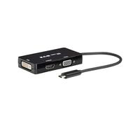 Eaton Tripp Lite Series - Adaptador convertidor multipuerto USB-C a HDMI, VGA o DVI | HDMI 4K a 60Hz o 1920x1200 DVI y VGA | Plug and Play, extensión y duplicado, negro, 3 años de garantía (U444