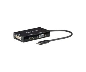 Eaton Tripp Lite Series - Adaptador convertidor multipuerto USB-C a HDMI, VGA o DVI | HDMI 4K a 60Hz o 1920x1200 DVI y VGA | Plug and Play, extensión y duplicado, negro, 3 años de garantía (U444