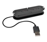Eaton 4-Port Ultra Mini USB 2.0 Hub, 480 Mb/s de transferencia de datos, cable USB 2.0 incorporado, carga de hasta 1.5A, puerto Micro USB-B adicional para energía adicional (U222-004)