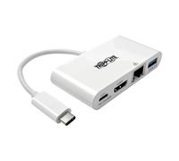 Tripp Lite U444-06N-HGU-C Adaptador USB-C (Tipo-C) a HDMI con USB-A, Carga USB-C PD y Gigabit Ethernet, USB 3.1 Gen 1, Compatible con Thunderbolt 3, 1080p