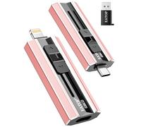 EATOP Unidad flash de doble interfaz de 256 GB, no requiere aplicación, memoria USB portátil para iPhone, iPad, Android, PC y Mac, almacena fácilmente fotos, videos y archivos (rosa claro)