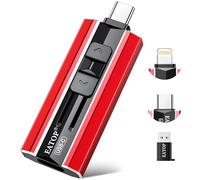 EATOP Unidad flash de doble interfaz de 512 GB, no requiere aplicación, memoria USB portátil para iPhone, iPad, Android, PC y Mac, almacena fácilmente fotos, videos y archivos (rojo brillante)