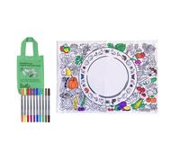 Eatsleepdoodle Fruits and Vegetables in Cotton Bag Coloring Placemat Cuenta con un diseño Divertido y Educativo para Personalizar, marcadores de Tela Lavables con Punta de Fieltro incluidos