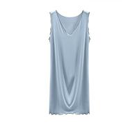 Eauptffy Camisones para mujer de talla grande, sin mangas, camisón, lencería, plisado, holgado, vestido de pijama, vestido de vacaciones, playa, ropa de casa, Q Azul Claro, M