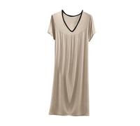 Eauptffy Camisones para mujer de talla grande, sin mangas, camisón, lencería, plisado, holgado, vestido de pijama, vestido de vacaciones, playa, ropa de casa, P Beige, M