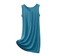 Eauptffy Camisones para mujer de talla grande, sin mangas, camisón, lencería, plisado, holgado, vestido de pijama, vestido de vacaciones, playa, ropa de casa, O Verde Oscuro, XL