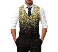 Eauptffy Chaleco con purpurina para hombre con lentejuelas 3D, estampado brillante, cuello en V, chaleco estrecho clásico, chaleco de esmoquin, disfraz de carnaval, sin mangas, para discoteca, fiesta