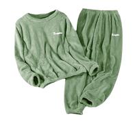 Eauptffy Conjunto de pijama para mujer y hombre de invierno de forro polar con forro más grueso conjunto que se puede llevar en el exterior ropa de casa cálida, M