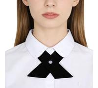 Eauptffy Corbata ajustable para mujer, cosplay, ajustable, color liso, corbata cruzada, uniforme escolar, pajarita preatada, clásica, ropa de calle, negocios, tiempo libre, disfraz, O negro., Talla