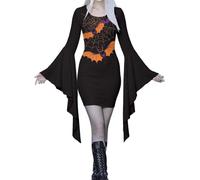 Eauptffy Disfraz de Halloween con ropa medieval sangrienta, vestido sexy de Helloween, vestido steampunk, gótico, para fiesta, carnaval, escenario, fiesta, vestido de fiesta espeluznante, W negro., L