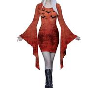 Eauptffy Disfraz de Halloween con ropa medieval sangrienta, vestido sexy de Helloween, vestido steampunk, gótico, para fiesta, carnaval, escenario, fiesta, vestido de fiesta espeluznante, U rojo., XL