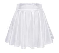 Eauptffy Falda para mujer, brillante, metálica, para fiesta, minifalda plisada, cintura alta, sexy, línea A, plisada, deportiva, patinadora, minifalda, monocolor, para fiesta, club, plisado, O blanco