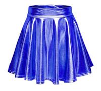 Eauptffy Falda para mujer, brillante, metálica, para fiesta, minifalda plisada, cintura alta, sexy, línea A, plisada, deportiva, patinadora, minifalda, monocolor, para fiesta, club, plisado, O azul