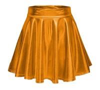 Eauptffy Falda para mujer, brillante, metálica, para fiesta, minifalda plisada, cintura alta, sexy, línea A, plisada, deportiva, patinadora, minifalda, monocolor, para fiesta, club, plisado, O Gold, S