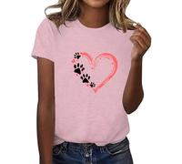 Eauptffy Jersey elegante para el día de San Valentín para mujer, con forma de corazón y huella de perro, sudadera de forro polar, sin capucha, cuello redondo, manga larga, holgada, manga larga