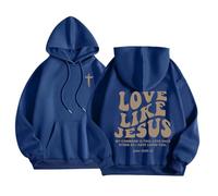 Eauptffy Jesus Loves You - Sudadera con capucha para hombre y mujer, holgada, con capucha, manga larga, para tiempo libre, deporte, manga larga, para entrenamiento, ropa de calle, O Azul Claro, XL