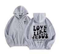 Eauptffy Jesus Loves You - Sudadera con capucha para hombre y mujer, holgada, con capucha, manga larga, para tiempo libre, deporte, manga larga, para entrenamiento, ropa de calle, O gris., L