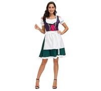 Eauptffy Oktoberfest Dirndl Mujer Elegante Festivo Baviera Vestido tradicional clásico tirolesa entallado vestido tirolés Performance Party Disfraz hasta la rodilla Delantal tirolesa, O Púrpura, XL