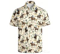 Eauptffy Polo para hombre, cómodo de manga corta, camisa de verano estampada, transpirable, camisa hawaiana, playa, fiesta, camisa de vacaciones, botones hacia abajo, ropa de ocio, divertida, camisa