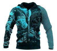 Eauptffy Sudadera con capucha para hombre con capucha Hip Hop con símbolo vikingo, estampado de tatuaje, sudadera con capucha, vintage, mitología nórdica, sudadera con capucha, manga larga, suéter con
