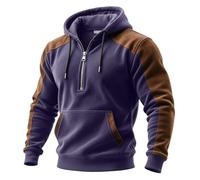 Eauptffy Sudadera con capucha para hombre con cremallera gruesa y cálida, con bloqueo de color, sudadera cálida con capucha medieval, vintage, sudadera con capucha, O Púrpura, XXL