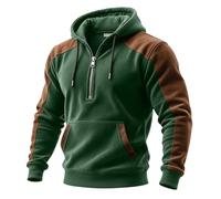 Eauptffy Sudadera con capucha para hombre con cremallera gruesa y cálida, con bloqueo de color, sudadera cálida con capucha medieval, vintage, sudadera con capucha, O Verde, XXL
