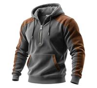 Eauptffy Sudadera con capucha para hombre con cremallera gruesa y cálida, con bloqueo de color, sudadera cálida con capucha medieval, vintage, sudadera con capucha, O gris., XXL