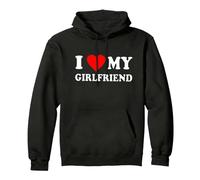 Eauptffy Sudadera con capucha para mujer, otoño e invierno, letras I Love My Girlfriend, estampado con capucha, manga larga, cómoda sudadera con capucha, O negro., S