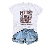 Eauptffy Sudadera Mujer Please Be Patient with Me I'm from The 1900s Print Manga Larga Cómoda Sudadera Retro, O blanco., L