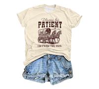 Eauptffy Sudadera Mujer Please Be Patient with Me I'm from The 1900s Print Manga Larga Cómoda Sudadera Retro, O beige., 5XL