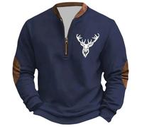 Eauptffy Sudadera para hombre con cremallera 1/4, cuello alto, suéter gótico, medieval, vintage, jersey de trabajo, suelta, Navidad, mitología nórdica, sudadera vikinga, O Navy, L