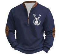 Eauptffy Sudadera para hombre, invierno, Navidad, suéter con estampado de renos, informal, manga larga, camiseta de ocio al aire libre, cálida camiseta vikinga, sudaderas suaves y cómodas, ropa de